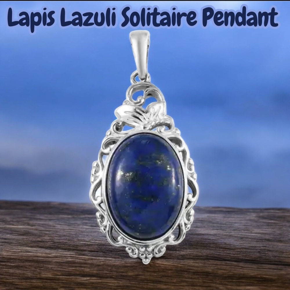 Lapis Lazuli Solitaire Crystal Gemstone Pendant NWOT